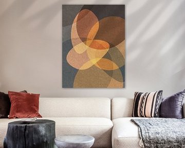 Moderne abstracte organische vormen in goud, bruin, taupe II van Dina Dankers