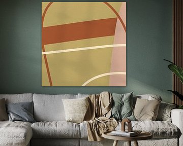 Abstract lines in beige, terra, white and pink I by Dina Dankers