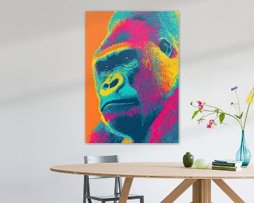 Kleurrijke Gorilla van Abstract Schilderij