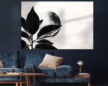 Abstract leaves and moon art
