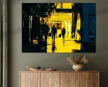City silhouettes with bright light contrast