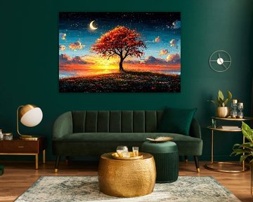 Colourful tree at sunset by Imperial Art House