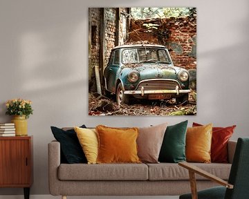 Verloren plaats Mini Cooper verroest turquoise vergeten achtertuin van gm_designs