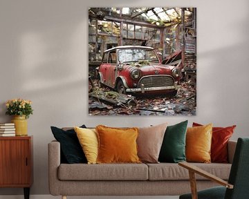 Verloren plaats Mini Cooper verroest rood vergeten achtertuin van gm_designs