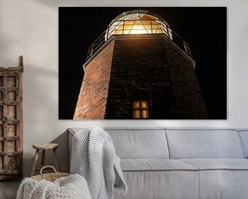 Vuurtoren bij Kampen op Sylt in de avond met baken van Martin Flechsig