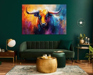 Kleurrijke stier in schilderstijl van ARTemberaubend