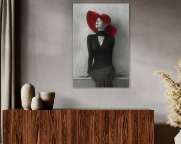 woman with red hat