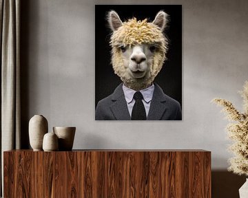 Elegantes Alpaka trifft Büroalltag - Anthropomorphe Fotomontage von MArt