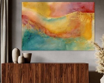 Abstract schilderij, dromerig landschap in pastel van Joriali Abstract
