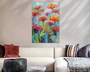 Bloemen Schilderij | Vrolijke Bloemen in Kleuren van I ❤ Bloemen