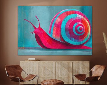 Slak met Spiraalschelp van Abstract Schilderij