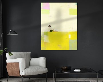 Girl Sitting | Yellow Girl by ARTEO Paintings