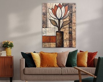 Bloemen Vaas | Witte Bloem van ARTEO Schilderijen