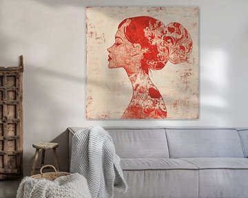 Rode Vrouw met Bloem van Kunst Kriebels