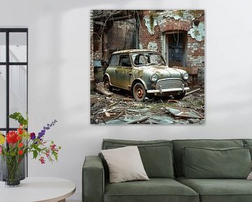 Verloren plaats Mini Cooper groen metallic verroest vergeten achtertuin van gm_designs