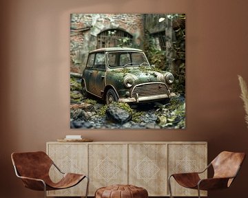 Verloren plaats Mini Cooper groen roestig mos vergeten achtertuin van gm_designs