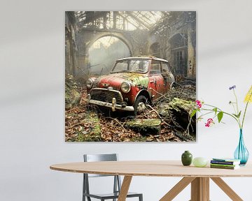 Verloren plaats Mini Cooper verroest rood vergeten achtertuin van gm_designs