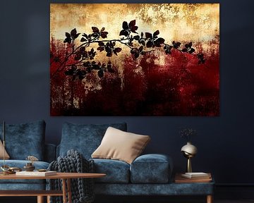 Wall decoration with branch and colours