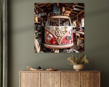 Verloren plaats VW Bulli oldtimer rood wit roest verlaten stedelijk van gm_designs