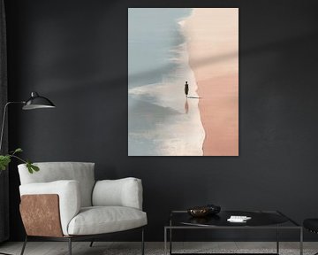 Strandwandeling in roze en blauw van Caroline Guerain