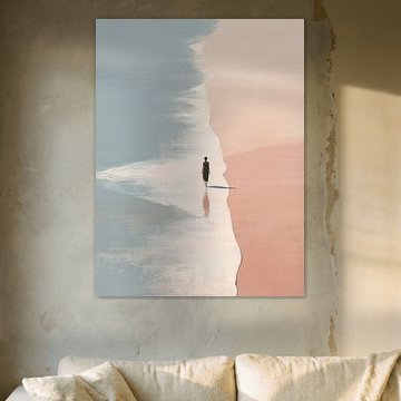 Promenade sur la plage en rose et bleu