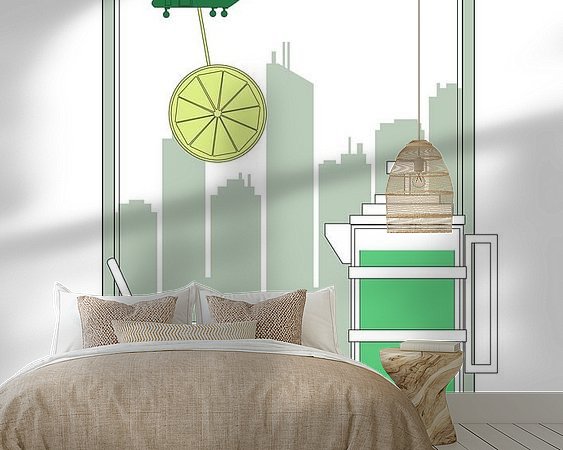 Voorbeeld van het werk in een kamer