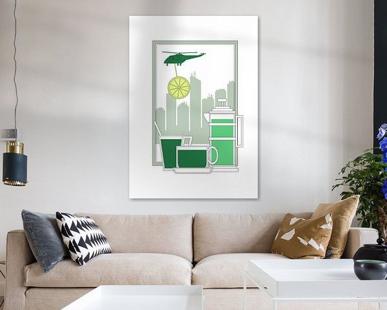 Voorbeeld van het werk in een kamer