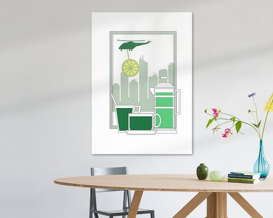 Voorbeeld van het werk in een kamer