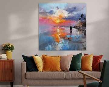 Spaziergang bei Sonnenuntergang | Malerische Romantik von Karina Brouwer