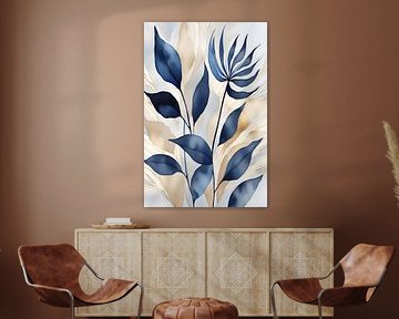 Blauwe bladeren 3 van Sally Ann Moss