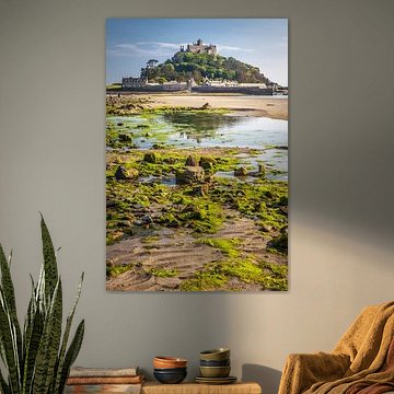 Vue de Marazion vers le château de St. Michael`s Mount, Cornouailles
