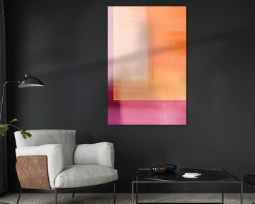 Moderne abstracte kleurrijke kunst in neonkleuren. Geel, roze, paars van Dina Dankers