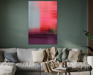 Moderne abstracte kleurrijke neon kunst in rood, grijs, paars van Dina Dankers