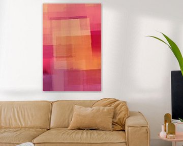 Modern abstract kleurrijk schilderij in oranje, roze, paars van Dina Dankers
