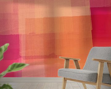 Modern abstract colorful painting in orange, pink, purple by Dina Dankers