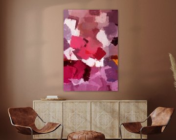 Modern abstract schilderij in neonroze, paars, bruin van Dina Dankers