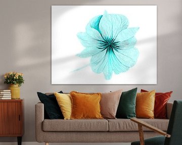 Peinture abstraite de fleurs botaniques bleu aqua clair