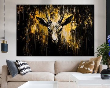 Moderner Hirschkopf mit Gold von Imperial Art House