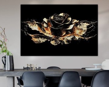 Motif de la rose d'or étincelante