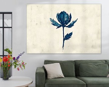 Blue flower on cream