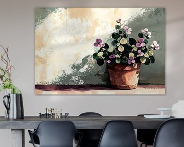 Flowers in rustic flowerpot