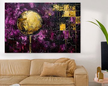 Golden moon on purple background by Imperial Art House