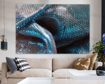 Blauwe reflecties op gevouwen stof van Mixed media vector arts