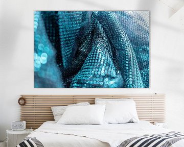 Turquoise blauwe lichtstructuur in beweging van Mixed media vector arts