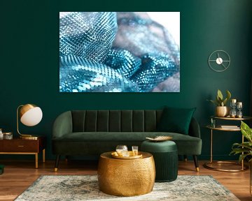 Geplooide netstof in blauwe glans van Mixed media vector arts