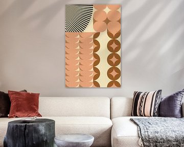 Moderne abstracte geometrische kunst . Patroon in jaren 70 retro stijl V van Dina Dankers