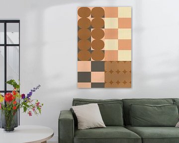 Retro 70s kunst in terracotta, roze, taupe, wit I van Dina Dankers