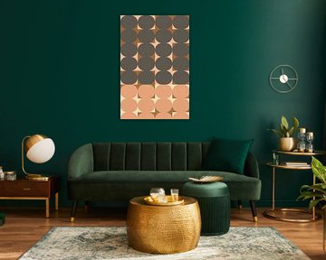 Retro jaren 70 kunst in terracotta, roze, taupe, wit III van Dina Dankers