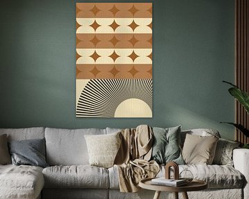 Retro jaren 70 kunst in terracotta, roze, taupe, wit V van Dina Dankers