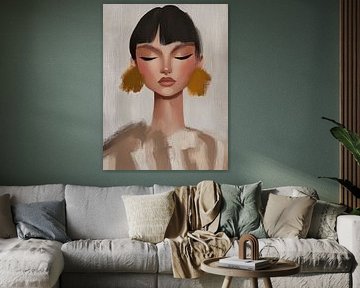Modern portret in aardetinten van Carla Van Iersel